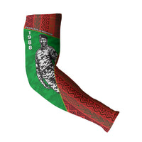 Ibrahim Traore Burkina Faso Fearless Leadership Arm Sleeves West African Tribal Pattern And Patriotic Camo Art