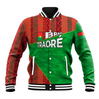 Ibrahim Traore Burkina Faso Fearless Leadership Baseball Jacket West African Tribal Pattern And Patriotic Camo Art