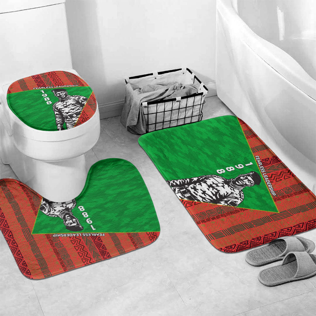 Ibrahim Traore Burkina Faso Fearless Leadership Bathroom Set West African Tribal Pattern And Patriotic Camo Art