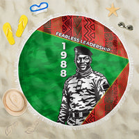 Ibrahim Traore Burkina Faso Fearless Leadership Beach Blanket West African Tribal Pattern And Patriotic Camo Art