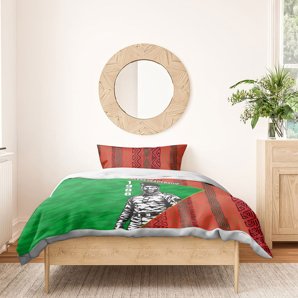 Ibrahim Traore Burkina Faso Fearless Leadership Bedding Set West African Tribal Pattern And Patriotic Camo Art