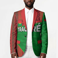 Ibrahim Traore Burkina Faso Fearless Leadership Blazer West African Tribal Pattern And Patriotic Camo Art