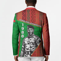 Ibrahim Traore Burkina Faso Fearless Leadership Blazer West African Tribal Pattern And Patriotic Camo Art