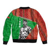 Ibrahim Traore Burkina Faso Fearless Leadership Bomber Jacket West African Tribal Pattern And Patriotic Camo Art