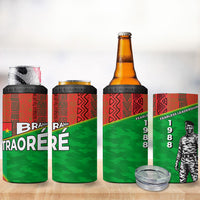 Ibrahim Traore Burkina Faso Fearless Leadership 4 in 1 Can Cooler Tumbler West African Tribal Pattern And Patriotic Camo Art