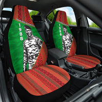 Ibrahim Traore Burkina Faso Fearless Leadership Car Seat Cover West African Tribal Pattern And Patriotic Camo Art
