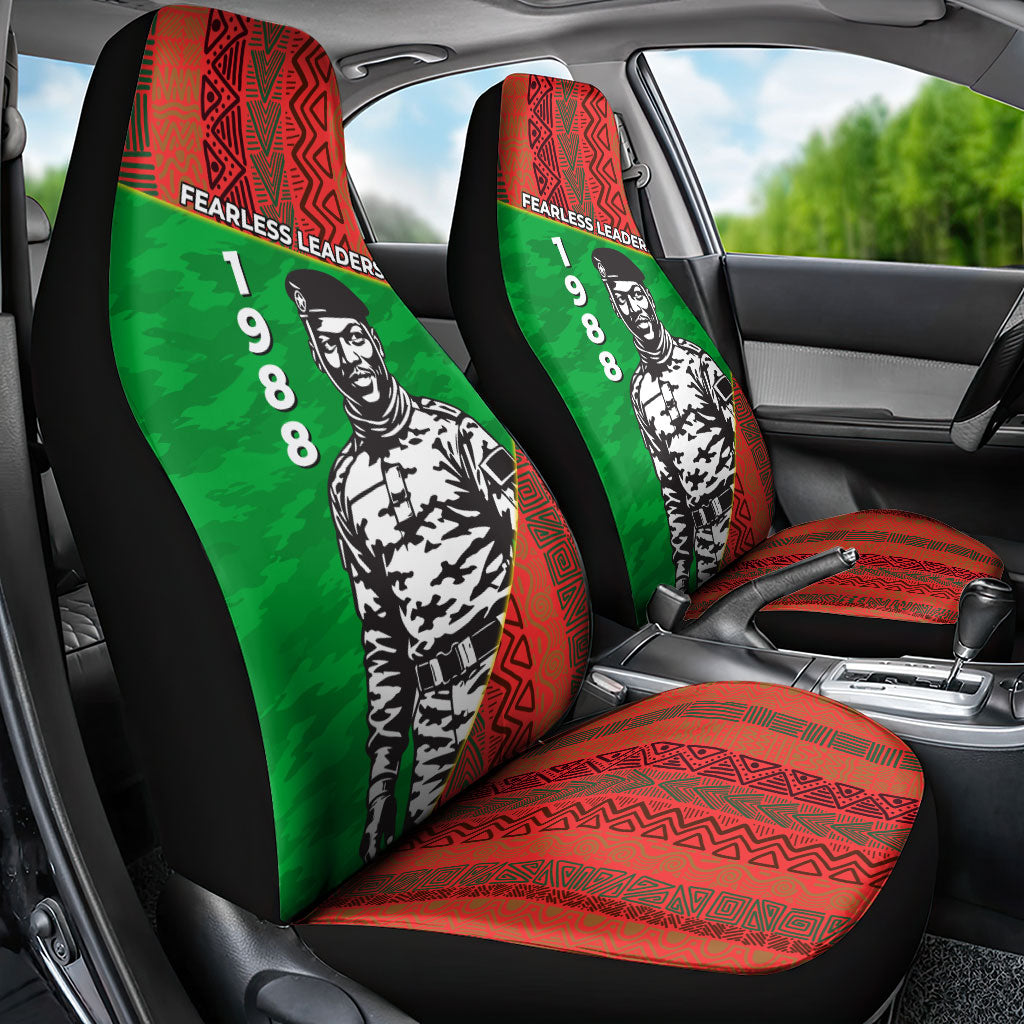 Ibrahim Traore Burkina Faso Fearless Leadership Car Seat Cover West African Tribal Pattern And Patriotic Camo Art