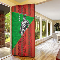 Ibrahim Traore Burkina Faso Fearless Leadership Door Cover West African Tribal Pattern And Patriotic Camo Art