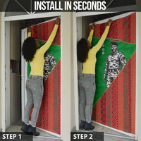Ibrahim Traore Burkina Faso Fearless Leadership Door Cover West African Tribal Pattern And Patriotic Camo Art