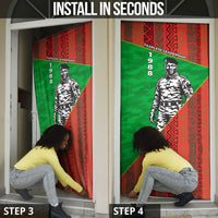 Ibrahim Traore Burkina Faso Fearless Leadership Door Cover West African Tribal Pattern And Patriotic Camo Art