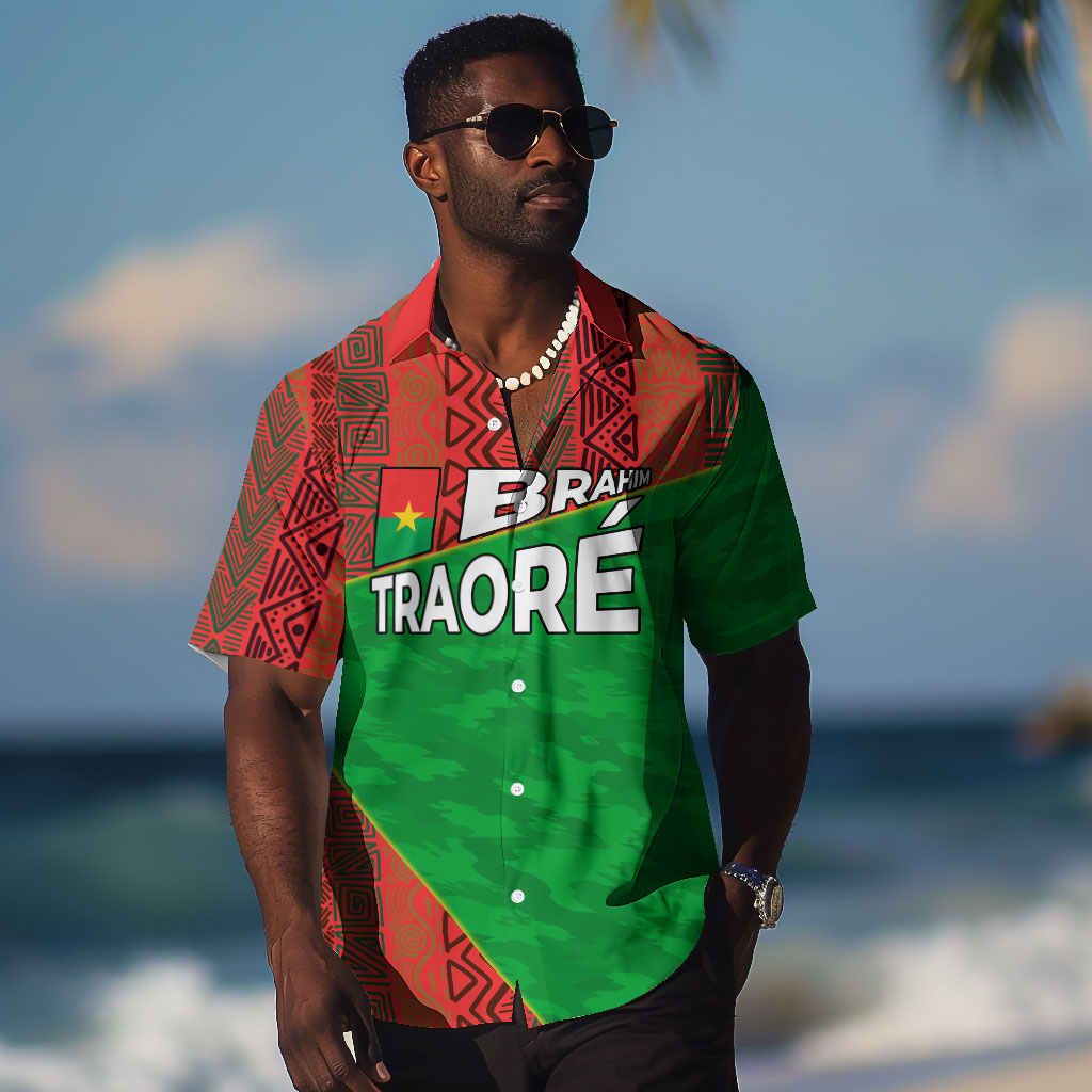 Ibrahim Traore Burkina Faso Fearless Leadership Hawaiian Shirt West African Tribal Pattern And Patriotic Camo Art