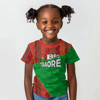 Ibrahim Traore Burkina Faso Fearless Leadership Kid T shirt West African Tribal Pattern And Patriotic Camo Art