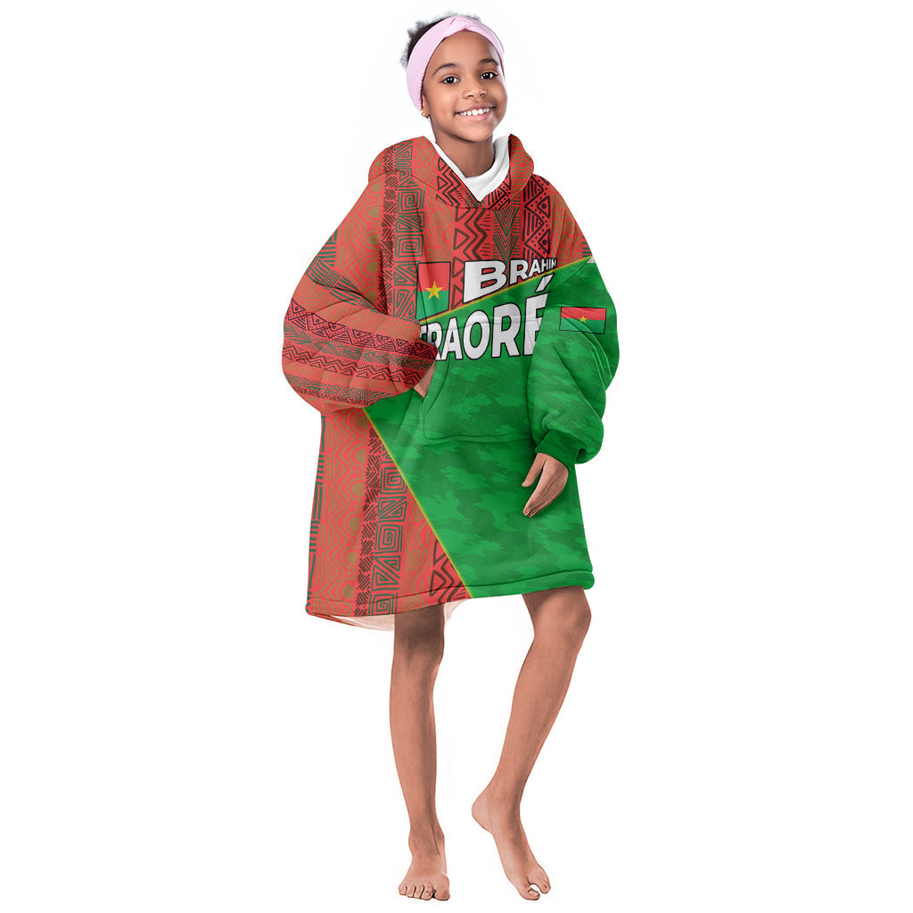 Ibrahim Traore Burkina Faso Fearless Leadership Kid Wearable Blanket Hoodie West African Tribal Pattern And Patriotic Camo Art
