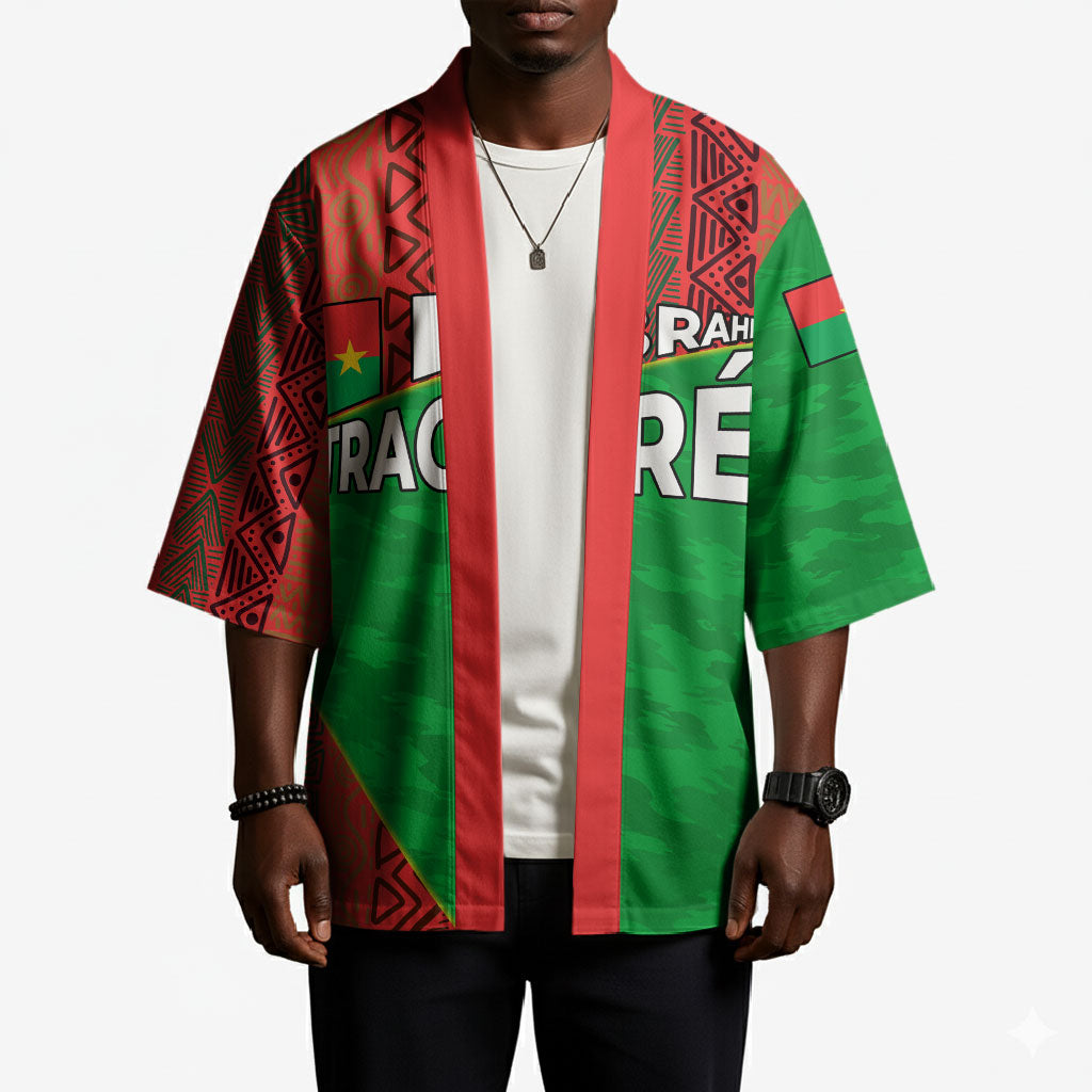 Ibrahim Traore Burkina Faso Fearless Leadership Kimono West African Tribal Pattern And Patriotic Camo Art