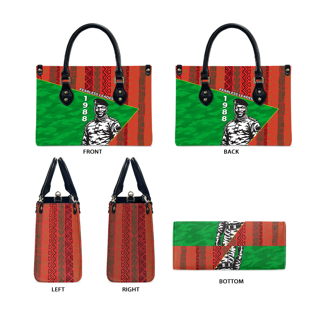 Ibrahim Traore Burkina Faso Fearless Leadership Leather Bag West African Tribal Pattern And Patriotic Camo Art