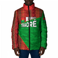 Ibrahim Traore Burkina Faso Fearless Leadership Padded Jacket West African Tribal Pattern And Patriotic Camo Art