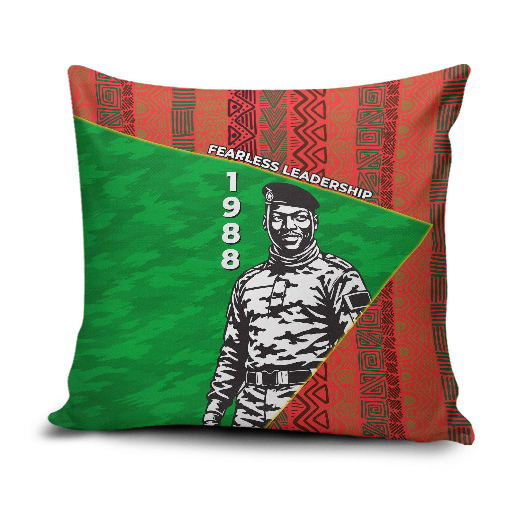 Ibrahim Traore Burkina Faso Fearless Leadership Pillow Cover West African Tribal Pattern And Patriotic Camo Art