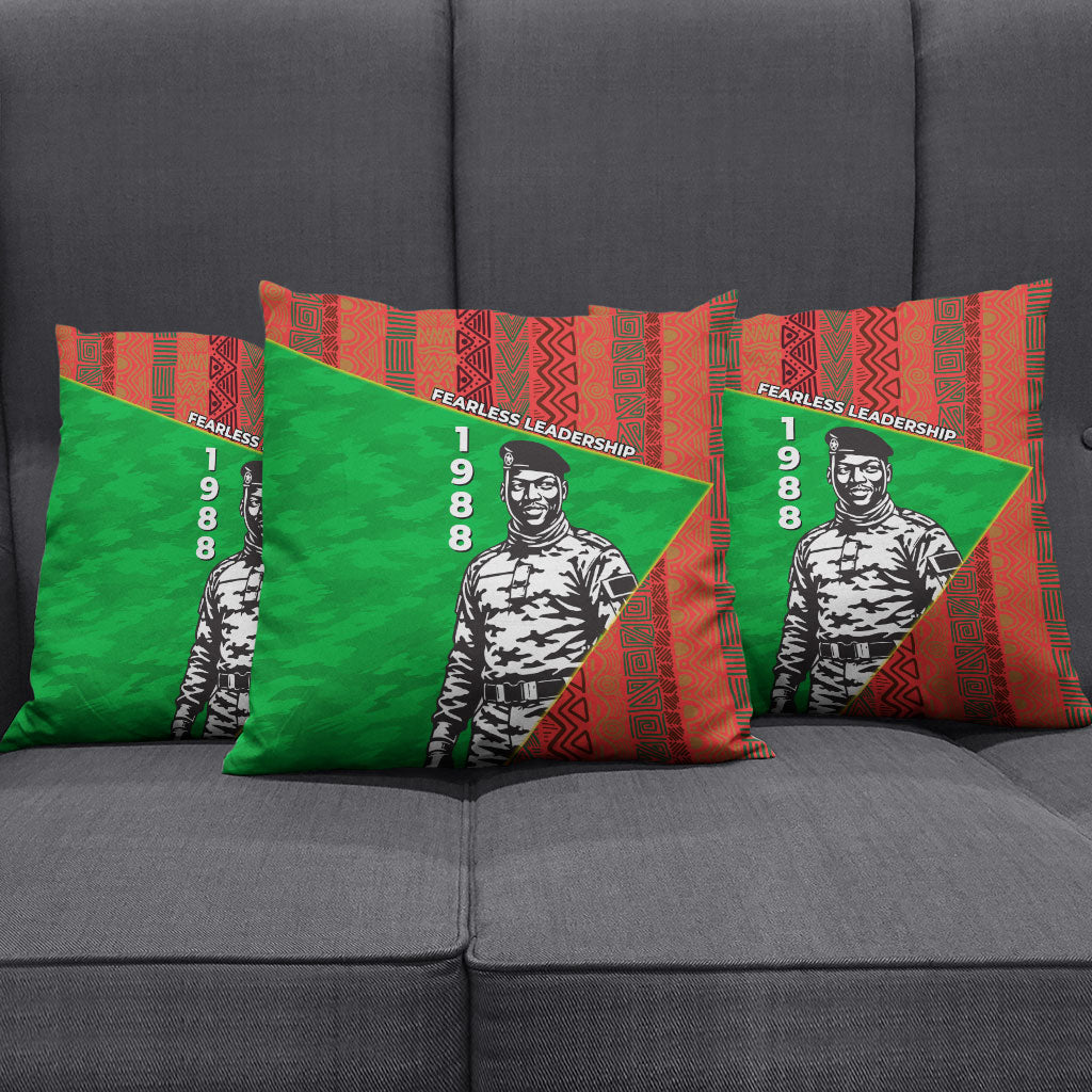 Ibrahim Traore Burkina Faso Fearless Leadership Pillow Cover West African Tribal Pattern And Patriotic Camo Art