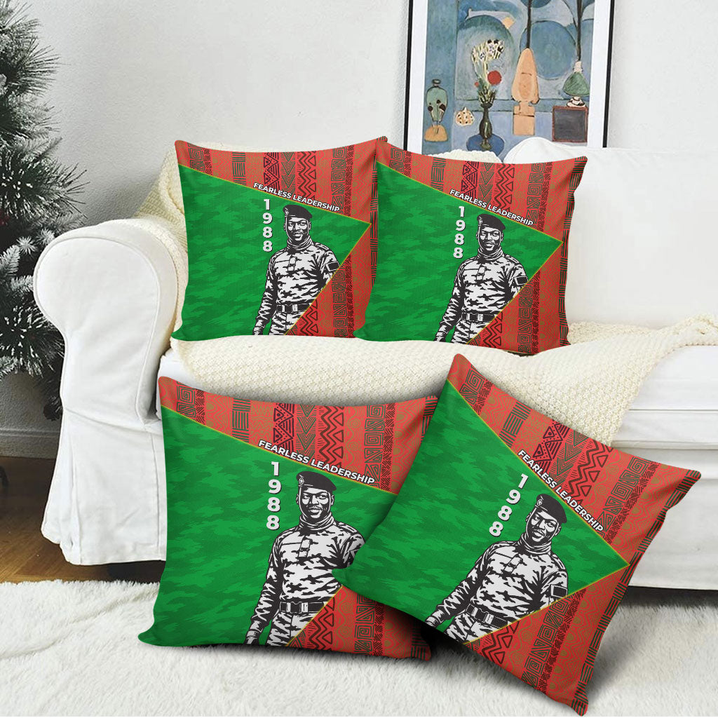 Ibrahim Traore Burkina Faso Fearless Leadership Pillow Cover West African Tribal Pattern And Patriotic Camo Art