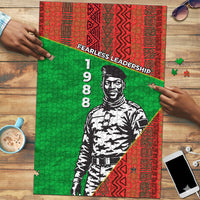 Ibrahim Traore Burkina Faso Fearless Leadership Puzzle West African Tribal Pattern And Patriotic Camo Art