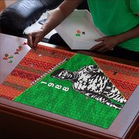 Ibrahim Traore Burkina Faso Fearless Leadership Puzzle West African Tribal Pattern And Patriotic Camo Art