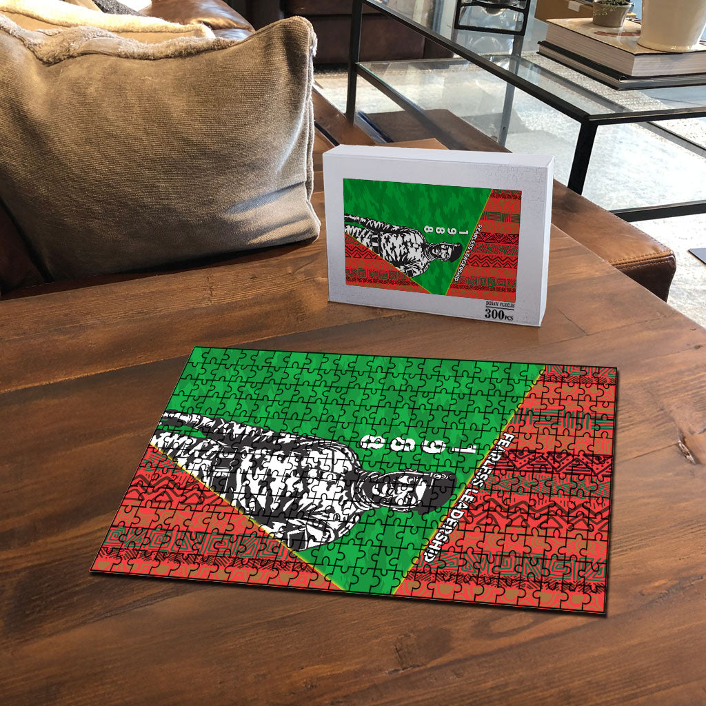 Ibrahim Traore Burkina Faso Fearless Leadership Puzzle West African Tribal Pattern And Patriotic Camo Art