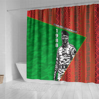 Ibrahim Traore Burkina Faso Fearless Leadership Shower Curtain West African Tribal Pattern And Patriotic Camo Art