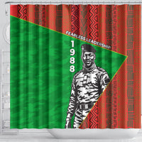 Ibrahim Traore Burkina Faso Fearless Leadership Shower Curtain West African Tribal Pattern And Patriotic Camo Art