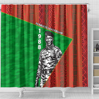 Ibrahim Traore Burkina Faso Fearless Leadership Shower Curtain West African Tribal Pattern And Patriotic Camo Art