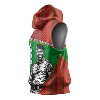 Ibrahim Traore Burkina Faso Fearless Leadership Sleeveless Hoodie West African Tribal Pattern And Patriotic Camo Art