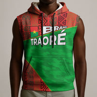 Ibrahim Traore Burkina Faso Fearless Leadership Sleeveless Hoodie West African Tribal Pattern And Patriotic Camo Art