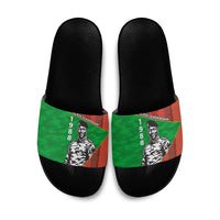 Ibrahim Traore Burkina Faso Fearless Leadership Slide Sandals West African Tribal Pattern And Patriotic Camo Art