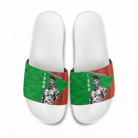 Ibrahim Traore Burkina Faso Fearless Leadership Slide Sandals West African Tribal Pattern And Patriotic Camo Art