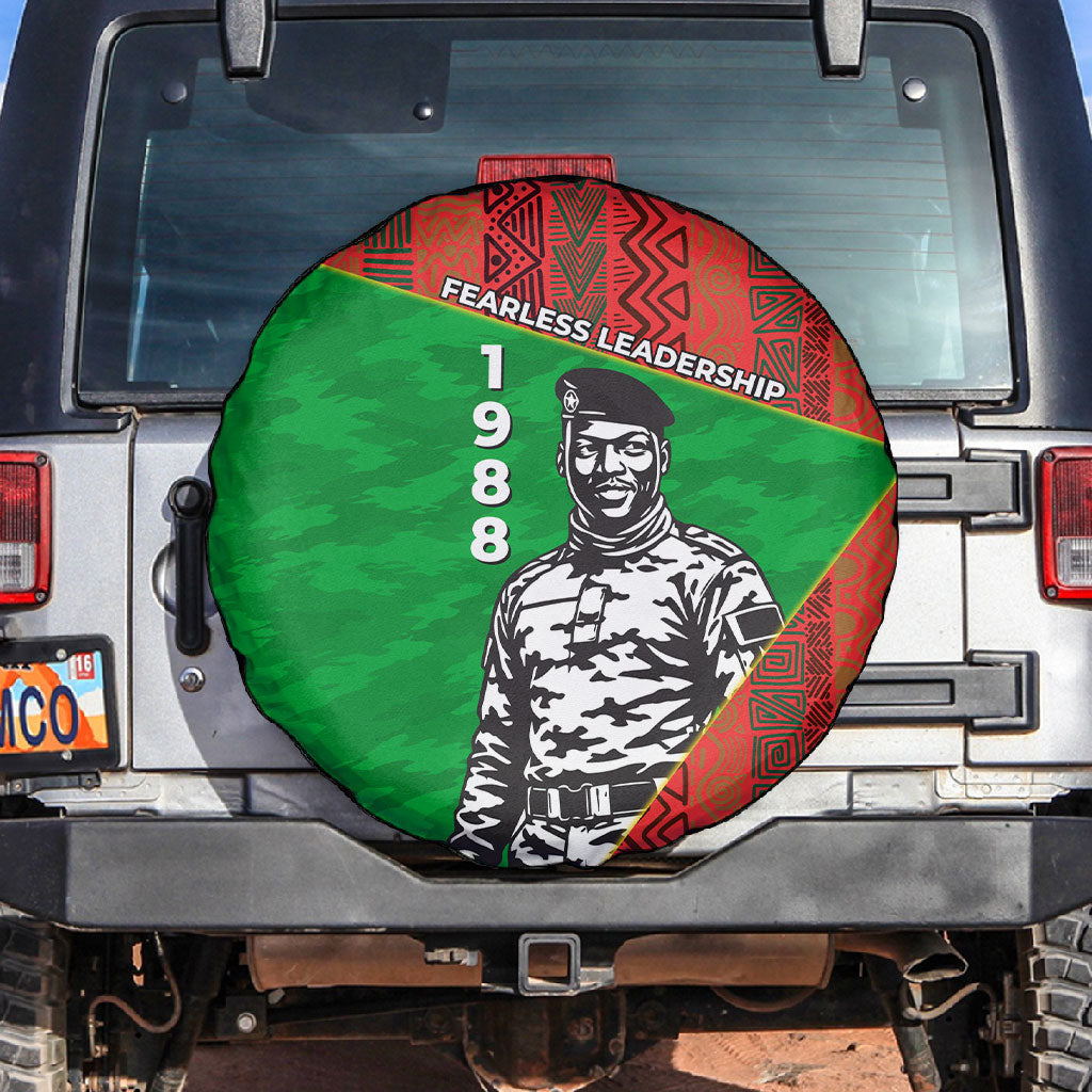 Ibrahim Traore Burkina Faso Fearless Leadership Spare Tire Cover West African Tribal Pattern And Patriotic Camo Art