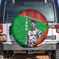 Ibrahim Traore Burkina Faso Fearless Leadership Spare Tire Cover West African Tribal Pattern And Patriotic Camo Art