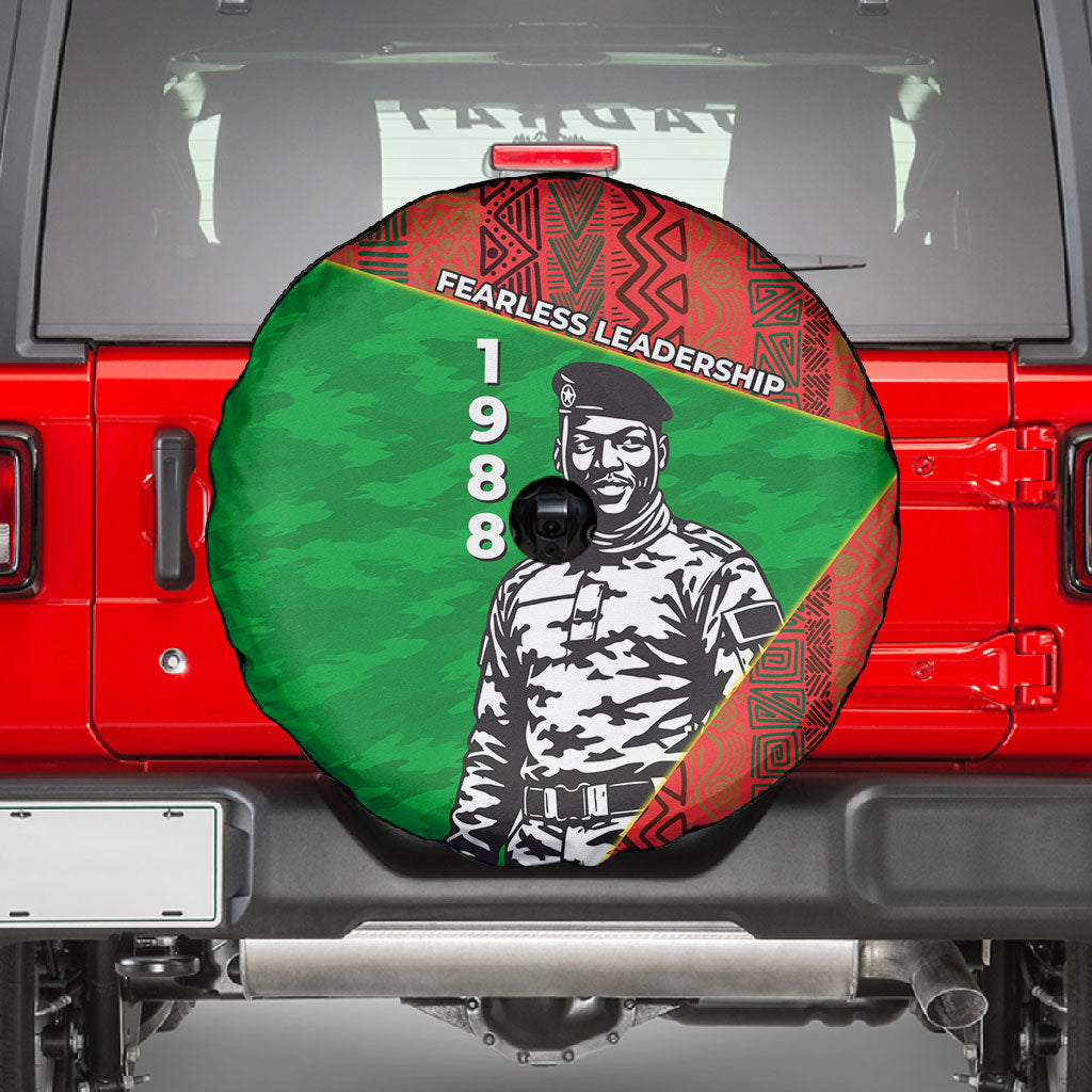 Ibrahim Traore Burkina Faso Fearless Leadership Spare Tire Cover West African Tribal Pattern And Patriotic Camo Art