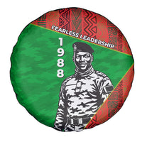 Ibrahim Traore Burkina Faso Fearless Leadership Spare Tire Cover West African Tribal Pattern And Patriotic Camo Art