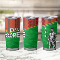 Ibrahim Traore Burkina Faso Fearless Leadership Tumbler Cup West African Tribal Pattern And Patriotic Camo Art