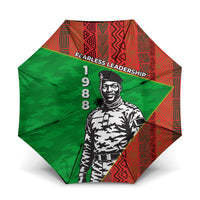 Ibrahim Traore Burkina Faso Fearless Leadership Umbrella West African Tribal Pattern And Patriotic Camo Art