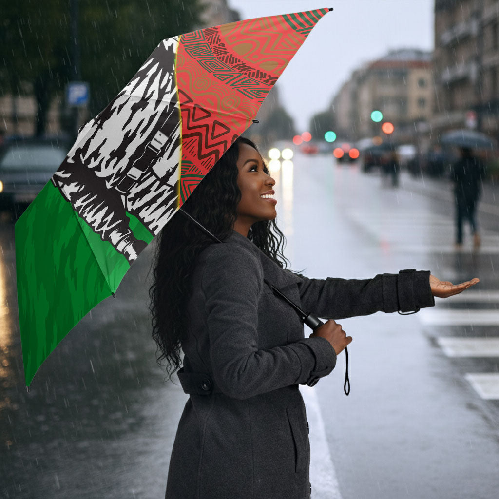 Ibrahim Traore Burkina Faso Fearless Leadership Umbrella West African Tribal Pattern And Patriotic Camo Art