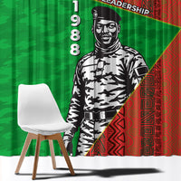 Ibrahim Traore Burkina Faso Fearless Leadership Window Curtain West African Tribal Pattern And Patriotic Camo Art