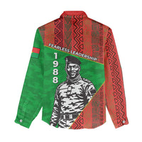 Ibrahim Traore Burkina Faso Fearless Leadership Women Casual Shirt West African Tribal Pattern And Patriotic Camo Art