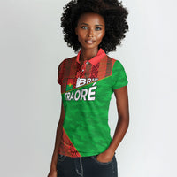 Ibrahim Traore Burkina Faso Fearless Leadership Women Polo Shirt West African Tribal Pattern And Patriotic Camo Art