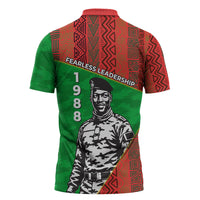 Ibrahim Traore Burkina Faso Fearless Leadership Zipper Polo Shirt West African Tribal Pattern And Patriotic Camo Art