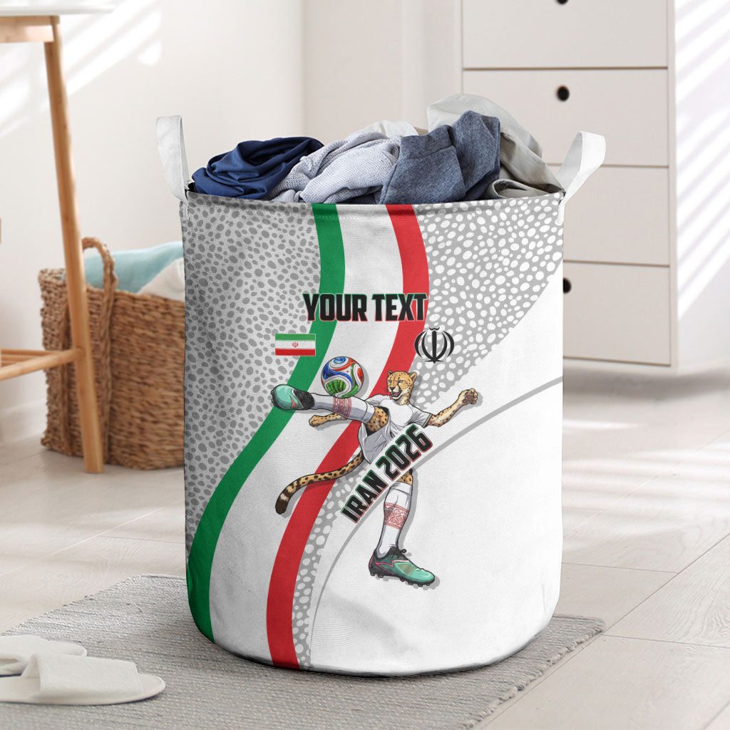 Personalized Iran Football Cheetah Laundry Basket Persian Cheetah Graphic With Iranian Flag And Symbol