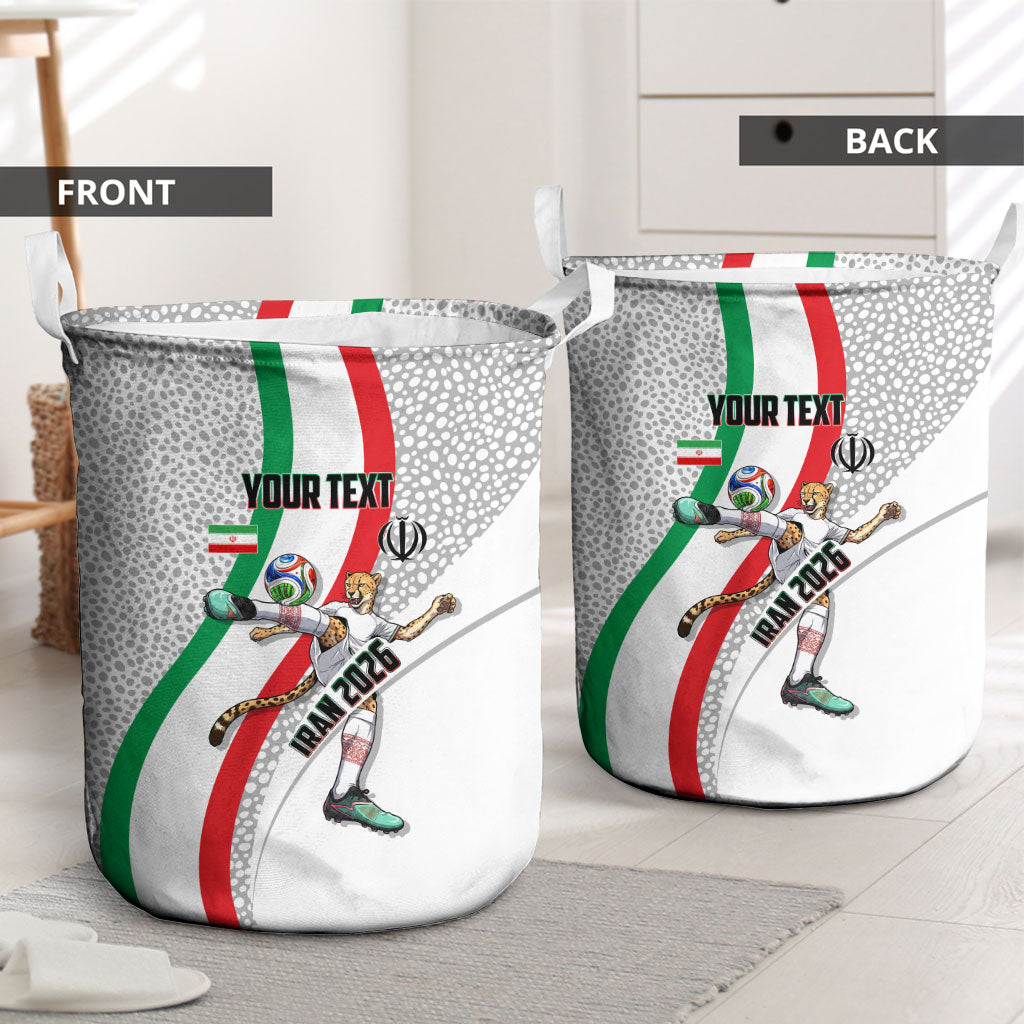 Personalized Iran Football Cheetah Laundry Basket Persian Cheetah Graphic With Iranian Flag And Symbol