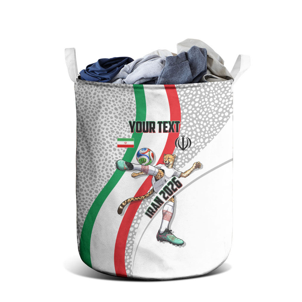 Personalized Iran Football Cheetah Laundry Basket Persian Cheetah Graphic With Iranian Flag And Symbol