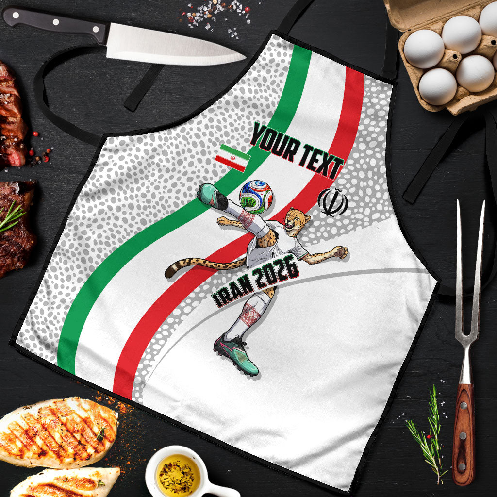 Personalized Iran Football Cheetah Apron Persian Cheetah Graphic With Iranian Flag And Symbol