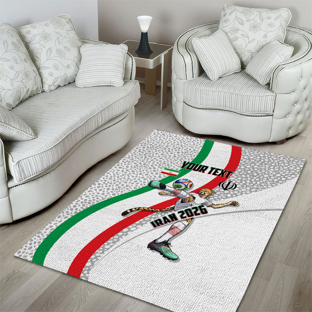 Personalized Iran Football Cheetah Area Rug Persian Cheetah Graphic With Iranian Flag And Symbol