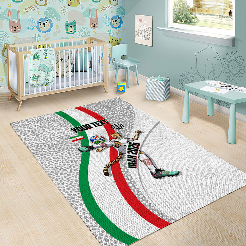 Personalized Iran Football Cheetah Area Rug Persian Cheetah Graphic With Iranian Flag And Symbol